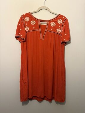 Abercrombie & Fitch Rust Orange Embroidered Mini Dress